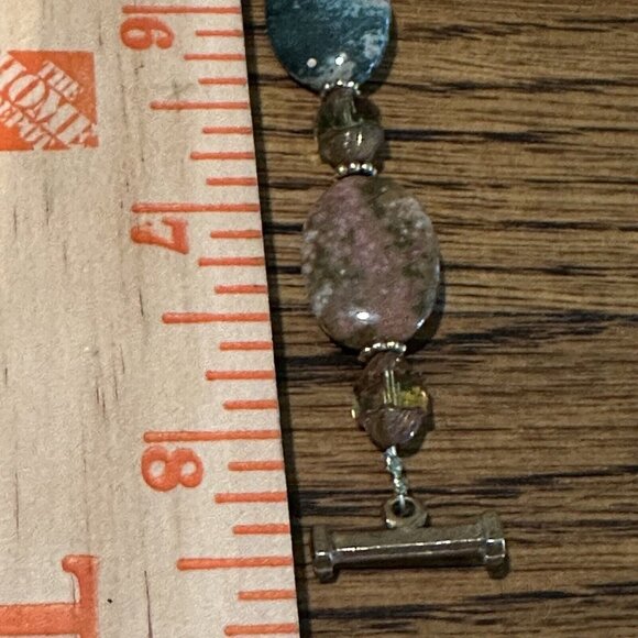 Bracelet Ocean Jasper Gemstone Chunky Beaded Multicolor Toggle Clasp‎ 8.5" NWT - Picture 10 of 11